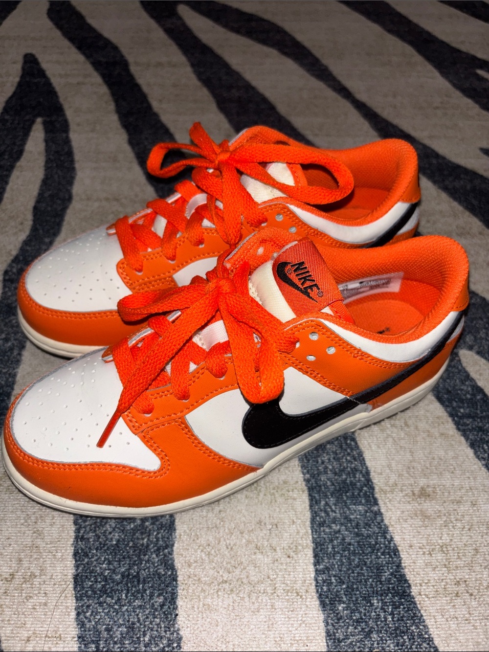Nike Kids Orange, White & Black Low-Top Sneakers